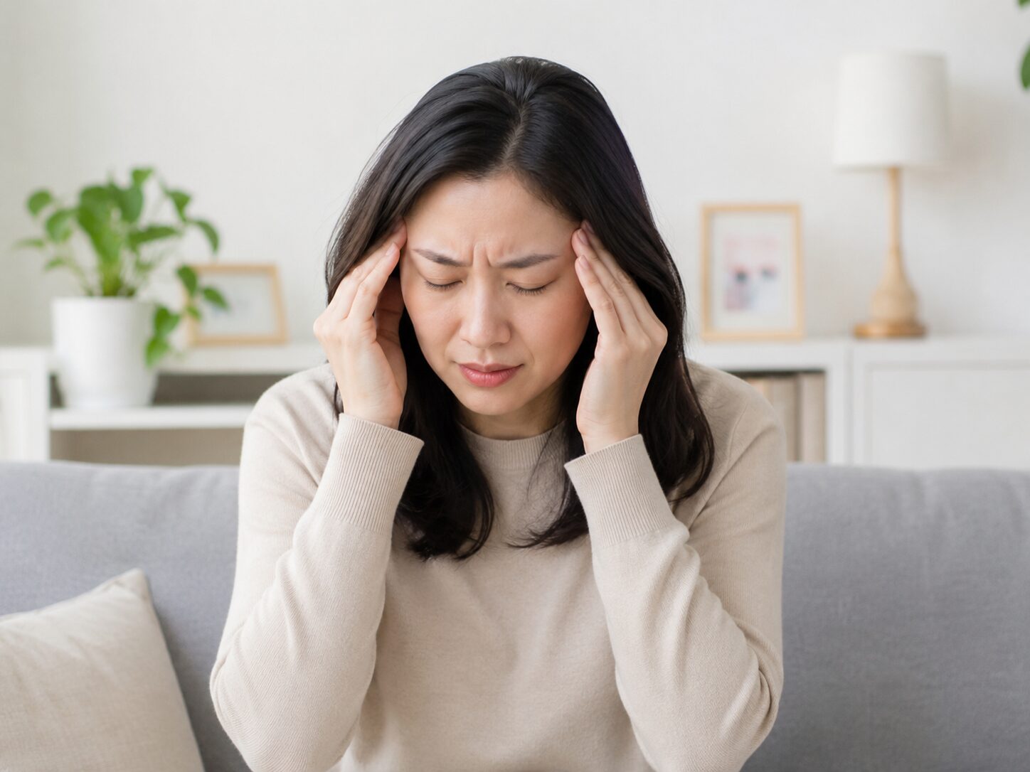 偏頭痛に悩む女性