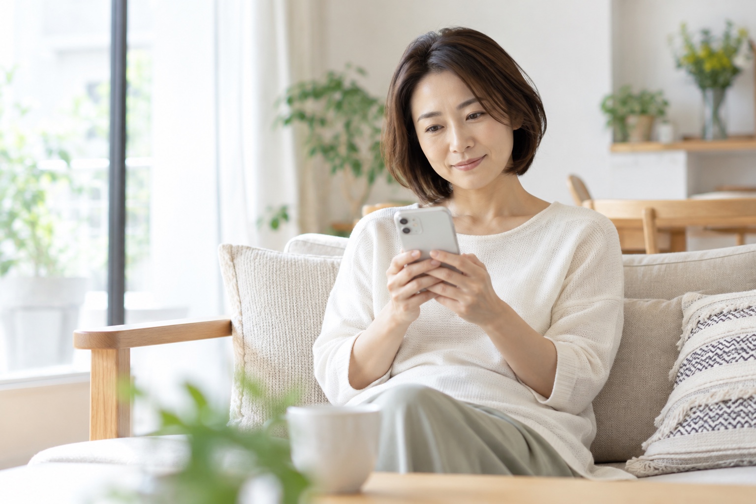 整体とマッサージの違いをスマートフォンで調べながら考える日本人女性